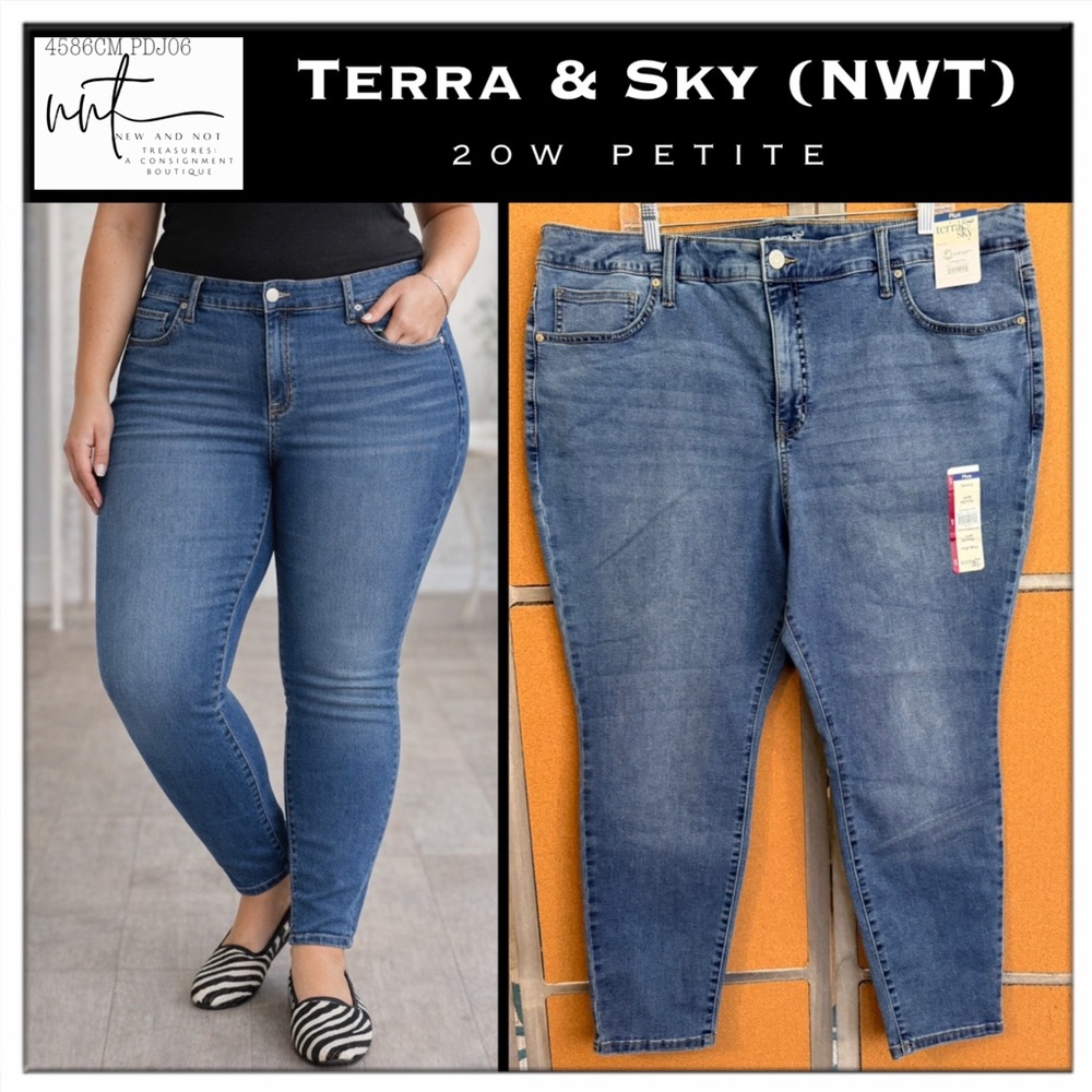 Terra & Sky NWT Plus 20W Petite High Rise Skinny Jeans Stretch Denim